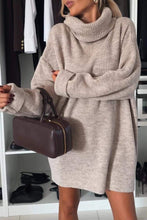 Load image into Gallery viewer, Women's Long Sleeve Casual Sweater Dress with Pile Collar