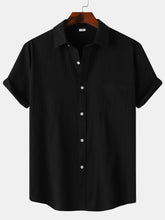 Load image into Gallery viewer, Men's Cotton And Linen High Quality Striped Pocket Short Sleeve Shirt