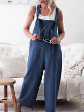 Load image into Gallery viewer, Ladies Cotton Linen Casual Loose Jumpsuit