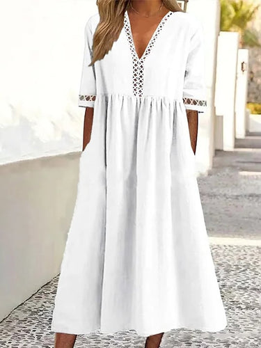 Women's Cotton And Linen Casual Loose Dress