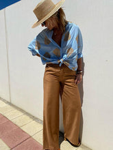 Load image into Gallery viewer, Casual embroidered cotton and linen shirt top