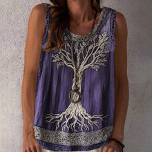 Load image into Gallery viewer, Tree Of Life Lace Embroidered Women's Linen Tank Top