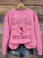 Load image into Gallery viewer, Valentine's Day Cupid University Print Casual Sweatshirt