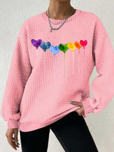 Load image into Gallery viewer, Women's Rainbow Love Heart Waffle Sweatshirt Waffle Sweatshirt