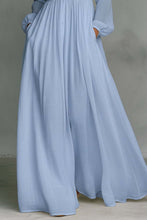 Load image into Gallery viewer, Casual Cotton Linen Maxi Dress High Waist Stand Collar Daily