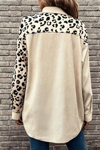 Leopard Print Single-breasted Mid-length Shirt Jacket