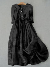 Load image into Gallery viewer, Japanese Traditional Sashiko Art Lace-up Casual Maxi Dress