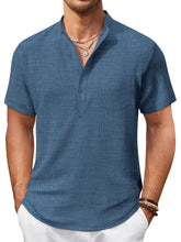 Load image into Gallery viewer, Men's Hawaiian Stand Collar Button Pocket Short Sleeve Shirt