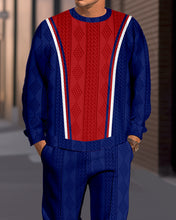 Load image into Gallery viewer, Men&#39;s Textured Jacquard Round Neck Casual Sports Set  015
