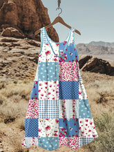 Load image into Gallery viewer, Vintage Floral Patchwork Art Linen Blend Tank Dress 5842