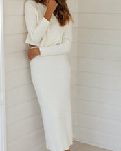 Load image into Gallery viewer, Solid Color Crew Collar Back Silt Sweater Set