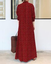 Load image into Gallery viewer, Casual Print Cotton Linen Shirt Collar Long Sleeve Maxi Dress