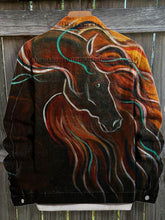 Load image into Gallery viewer, Retro Brown Horse with Long Mane Art Print Casual Denim Jacket