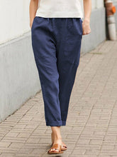 Load image into Gallery viewer, Women's Cotton Linen Solid Color Loose Pocket Harem Pants
