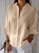 Load image into Gallery viewer, Women's Cotton and Linen Solid Color Casual Shirt