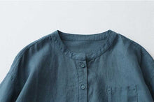 Load image into Gallery viewer, Casual Linen Stand Collar Three-quarter Sleeve Loose Shirt
