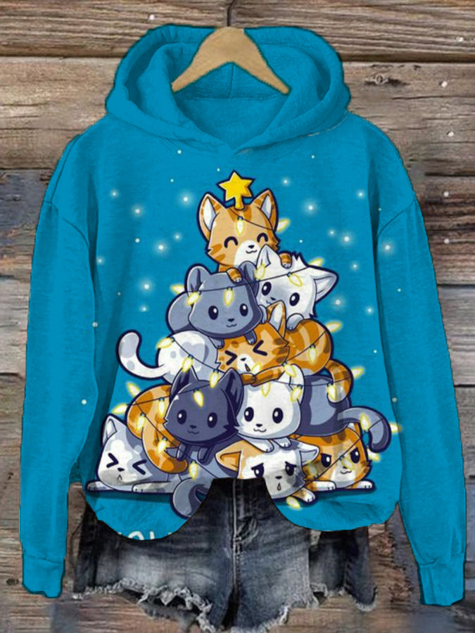 Women's Animal Christmas Print Hooded Sweatshirt