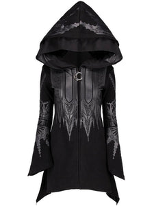 Punk Fashion Flare Sleeve Print Hoodie Coats