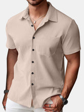 Load image into Gallery viewer, Men's Daily Simple Cotton And Linen Solid Color Short-sleeved Shirt