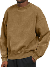 Load image into Gallery viewer, Men's Washed Distressed Cotton Basic Round Neck Long-sleeved Sweatshirt