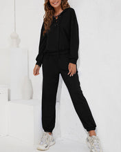 Load image into Gallery viewer, V-Neck Strappy Hooded Sweatshirt Set