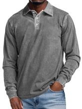 Load image into Gallery viewer, Men's Retro Lapel Button Casual Solid Color Long Sleeve Polo Shirt