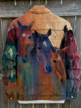 Load image into Gallery viewer, Retro Gradient Horse Art Print Casual Denim Jacket