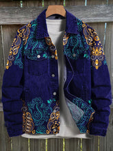 Load image into Gallery viewer, Vintage Blue Print Casual Denim Jacket