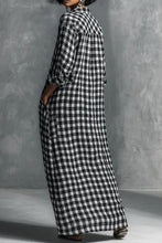 Load image into Gallery viewer, Women's Casual Black And White Checkered Shirt-style Long Dress