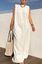 Load image into Gallery viewer, Plus Size White Casual Round-neck Sleeveless Wide Leg Jumpsuits