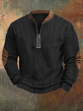 Load image into Gallery viewer, Men's Vintage Knit Print Zip-Up Sweatshirt