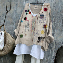 Load image into Gallery viewer, Colorful Embroidered Japanese Sashiko Art Linen Blend Tunic