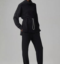 Load image into Gallery viewer, Turtleneck Drawstring Waist Slit Casual Suit