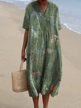 Load image into Gallery viewer, Woodland And Animals Pattern Printed Women's Flowy Dress