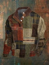 Load image into Gallery viewer, Men's Color Matching Print Button Stand Collar Sweatshirt
