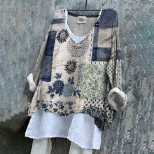 Load image into Gallery viewer, Floral Embroidered Japanese Sashiko Art Linen Blend Tunic