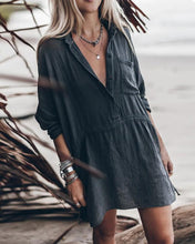 Load image into Gallery viewer, Casual Loose Cotton And Linen V-neck Dress