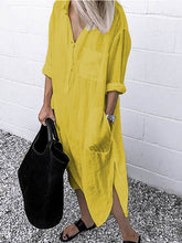 Load image into Gallery viewer, Women&#39;s Casual Pure Color Cotton Shirt Dress