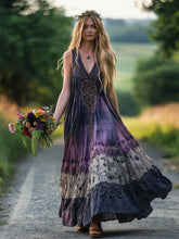 Load image into Gallery viewer, Vintage Viking Tribal Celtic Knot Embroidery Gradient Art Linen Tank Dress