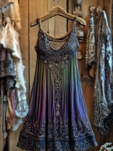 Load image into Gallery viewer, Vintage Viking Violet Gradient Tribal Pattern Comfy Tank Dress