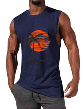 Load image into Gallery viewer, Men's Comfortable Solid Color Hawaiian Coconut Sleeveless Print T-shirt