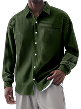 Load image into Gallery viewer, Men's Casual Simple Vertical Pit Strip Long-sleeved Lapel Shirt