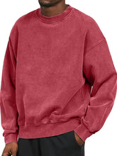 Load image into Gallery viewer, Men's Washed Distressed Cotton Basic Round Neck Long-sleeved Sweatshirt