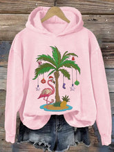 Load image into Gallery viewer, Women&#39;s Christmas Palm Tree Flamingo Embroidery Printed Casual Hoodie