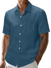 Load image into Gallery viewer, Men's Summer Waffle Solid Pocket Casual Short Sleeve Shirt