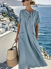 Load image into Gallery viewer, Women'S Solid Color Loose Cotton And Linen Pocket Dress