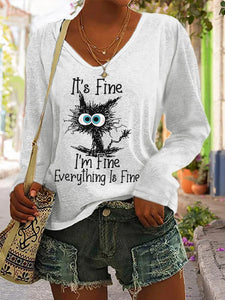 It's Fine I'm Fine Everything Is Fine Long Sleeve Blouse