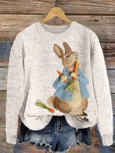 Load image into Gallery viewer, Cute Bunny Embroidery Art Cozy Knit Sweater