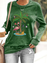 Load image into Gallery viewer, Women's Christmas Palm Tree Flamingo Embroidery Print Sweatshirt
