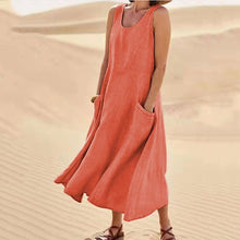 Load image into Gallery viewer, Women&#39;s Sleeveless Cotton And Linen Dress